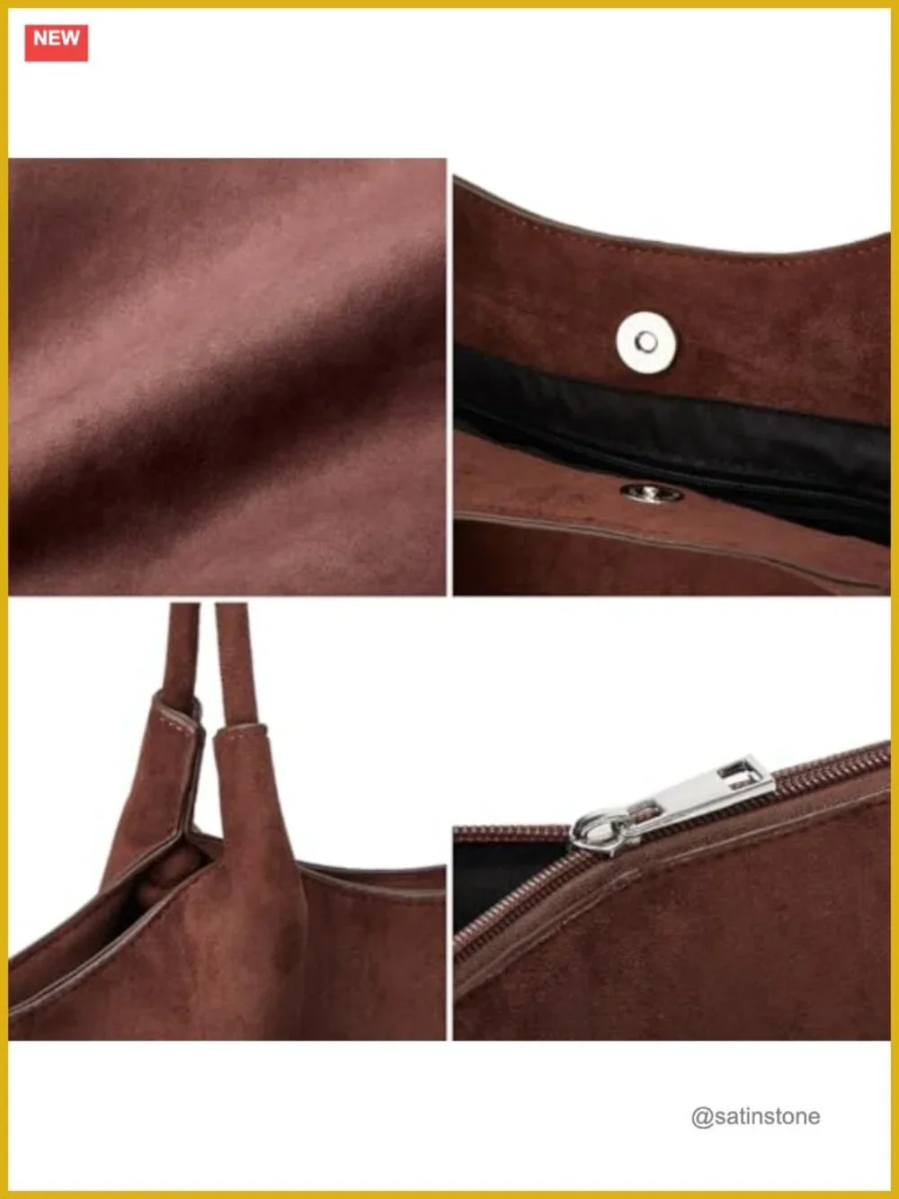 Faux Suede Bucket Tote Shoulder Bag (No color specified)